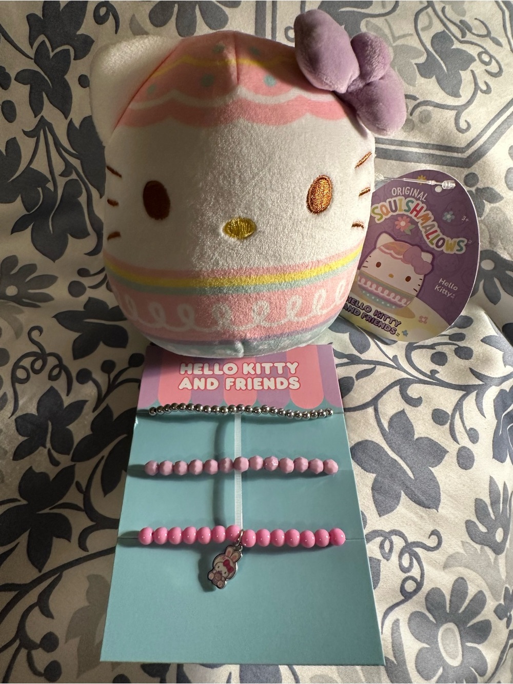 Hello Kitty Pink Squishmallow Plush with Pink Bracelet Set